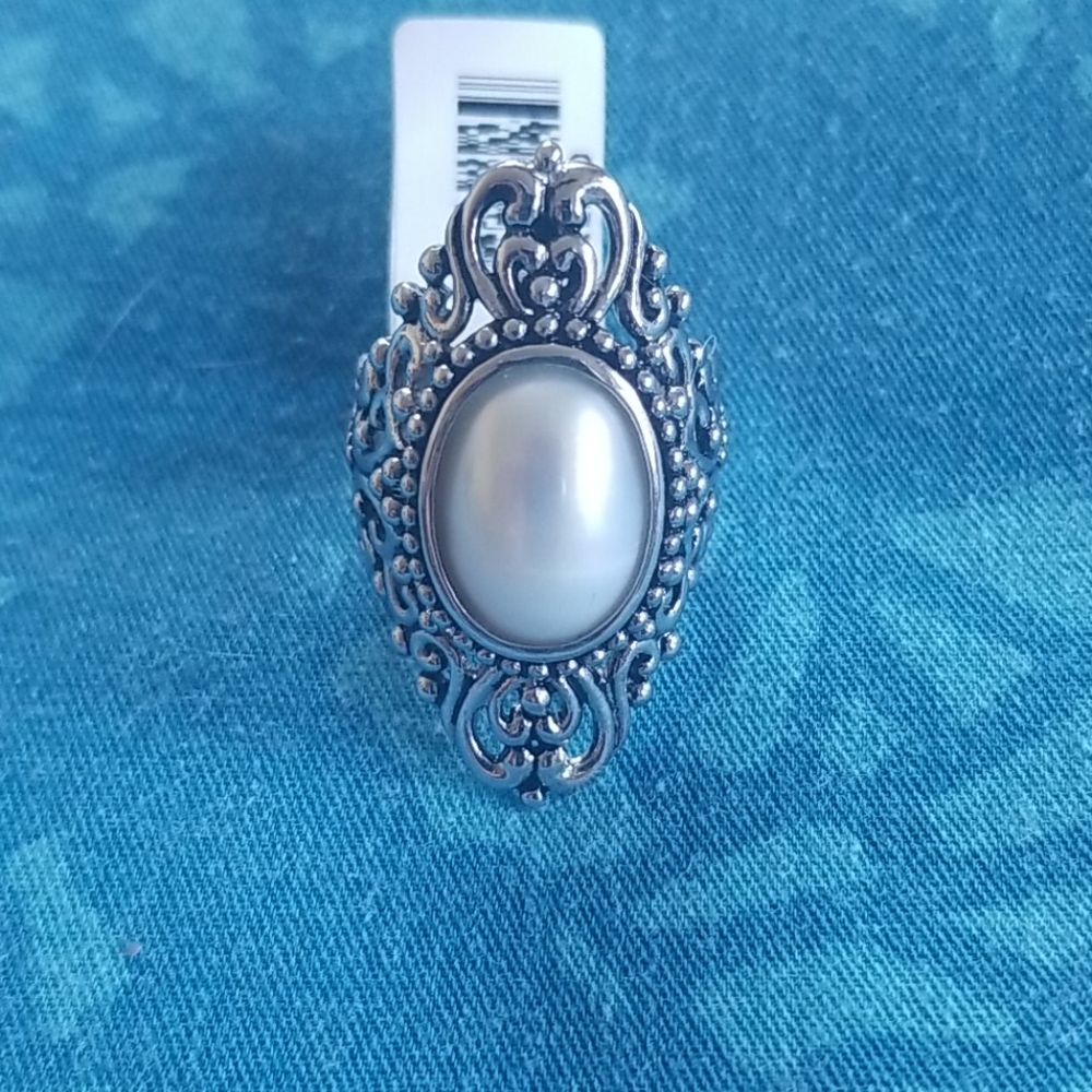 Nwt Sterling Silver Mabe Pearl Ring  sz 7
